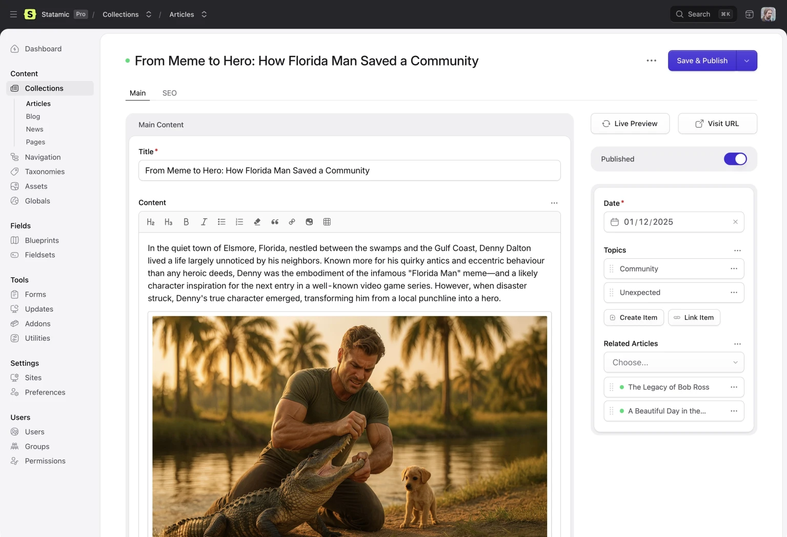 Statamic control panel